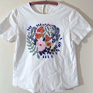 ROOLEE Embroidered Botanical Floral Top Size Large